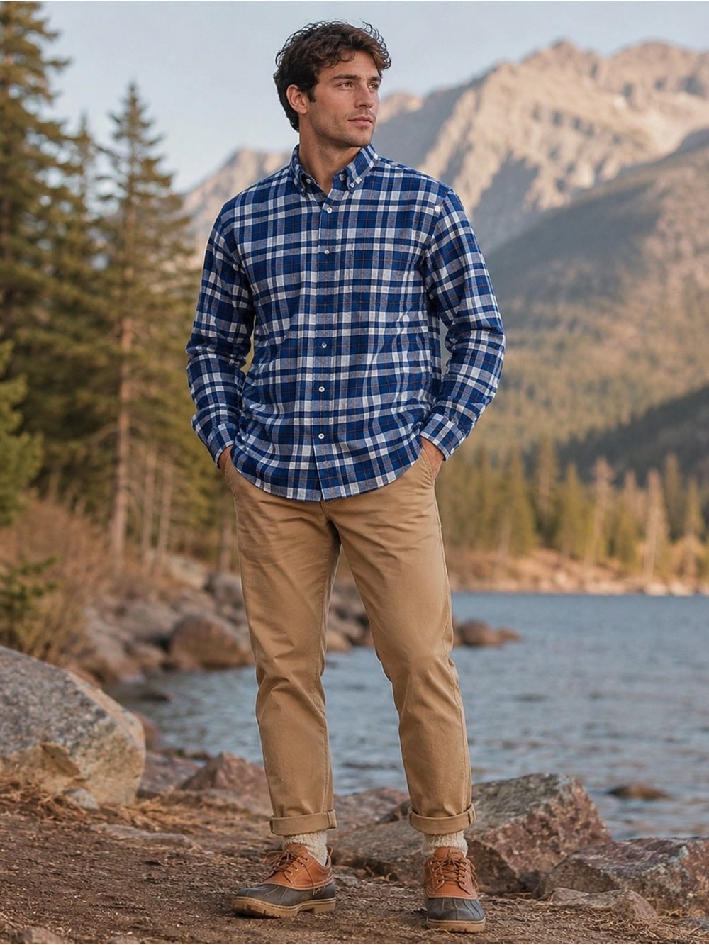 L.L.Bean Men’s Fisherman Cabincore Signature Slim Fit Plaid Button-Down Shirt